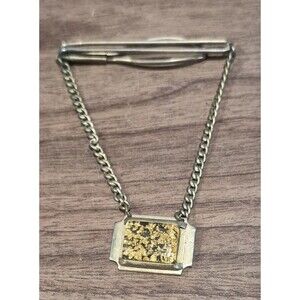 Manleigh Black Spotted Dendritic Agate Gemstone Mid Century Vintage Tie Chain